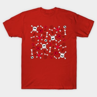 Skulls And Bones and Broken Hearts Doodles T-Shirt